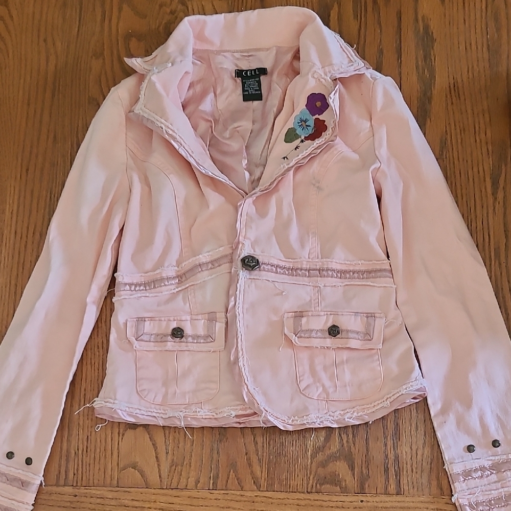 Cello Light Pink Blazer with Floral Detail